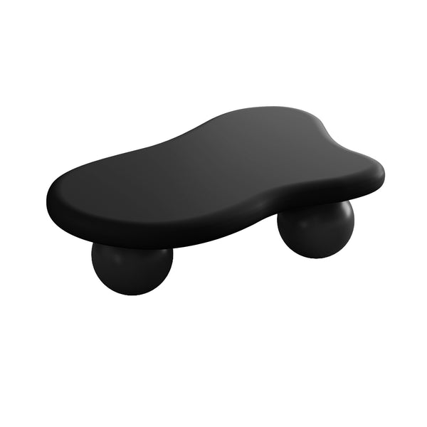 English Elm 47 Inch Cloud Shaped Coffee Table - Modern Black Centerpiece With 3 Legs For Stylish Living Rooms W1435S00015