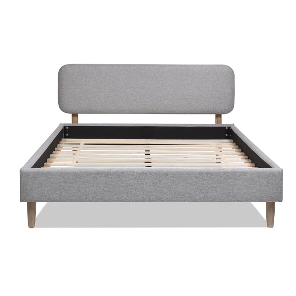 English Elm Jennifer Taylor Home - Diego Queen Upholstered Platform Bed - Light Grey, Modern Design With Natural Wood Legs & Comfort B2719P238661