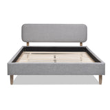 English Elm Diego Low Upholstered Platform Bed, Queen, Light Grey Polyester