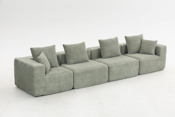 English Elm Modular Low Profile Sectional Sofa Plush Chenille Upholstery for Cozy Living Rooms W3326S00033