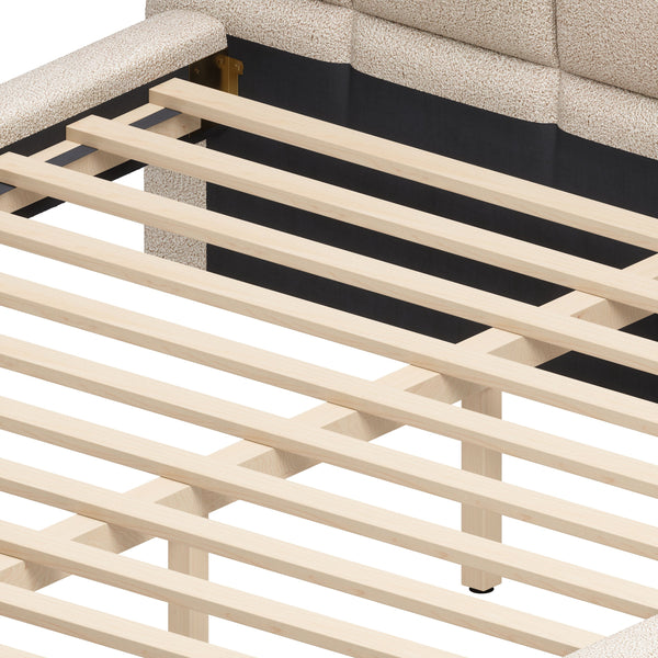 Zuo Modern Placid Queen Bed - Modern Shearling-style Design With Luxurious Comfort For Your Dream Bedroom Retreat Beige 100% Polyester,Rubberwood,Mdf,Plywood 110668-zuo-modern