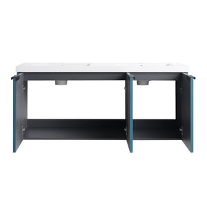 English Elm 48" Modern Wall-Mounted Bathroom Vanity With Resin Double Sink & Soft-Close Doors For Stylish Storage P1 W999S00351-GIGA