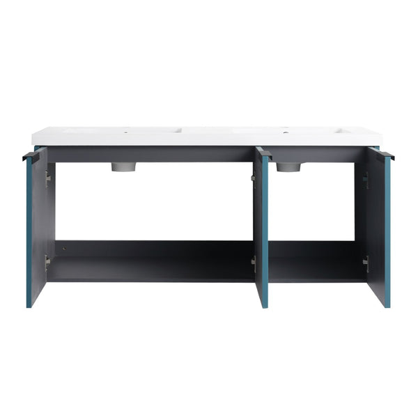 English Elm 48" Modern Wall-Mounted Bathroom Vanity With Resin Double Sink & Soft-Close Doors For Stylish Storage P1 W999S00351-GIGA