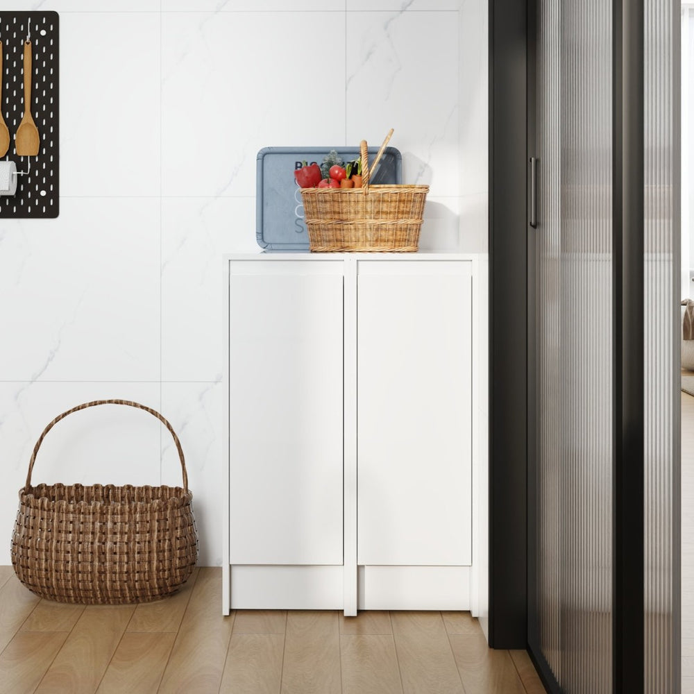 English Elm 24" Modular Plywood Storage Cabinet Glossy White Soft Close Doors for Bath or Kitchen W999S00519