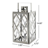 Christopher Knight Home® - Noble House - Ashuelot Outdoor 14" Modern Stainless Steel Lantern