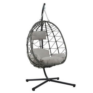 English Elm Egg Chair With Stand – Cozy Indoor Outdoor Hanging Basket Chair For Relaxation & Stylish Decor W1703P163949