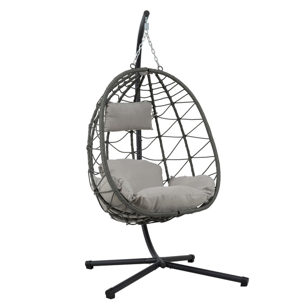 English Elm Egg Chair With Stand – Cozy Indoor Outdoor Hanging Basket Chair For Relaxation & Stylish Decor W1703P163949