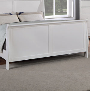 English Elm Modern French Inspired Queen Sleigh Bed White Wood Frame Curved Headboard Footboard B011S01137