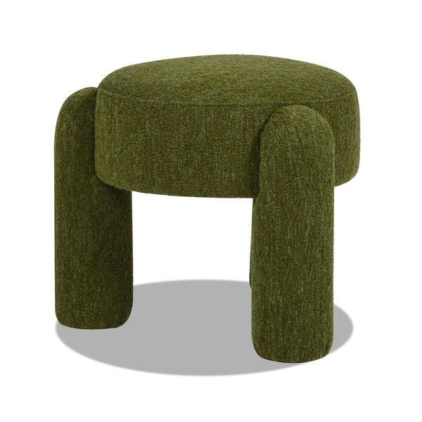 English Elm Hugo Round Boucle Ottoman Sculptural Three Leg Accent Seat for Living Room B2719P238444