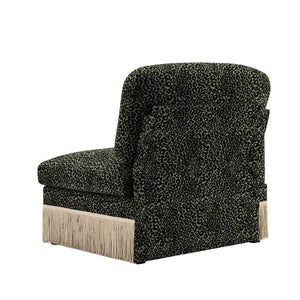 English Elm Armless Modular Sofa Leopard Chenille Upholstered Glam Living Room Accent Piece Black+Green W5656P454423