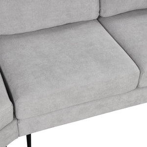 English Elm 111" Upholstered 3-Seater Sofa with Curved Ergonomic Arms, Metal Legs & Removable Patterned Pillows Gray N719S001800E