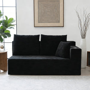 English Elm Sofa Modular Cloud Sectional Overstuffed Corduroy Lounging Comfort for Modern Living Rooms Black W848P309965