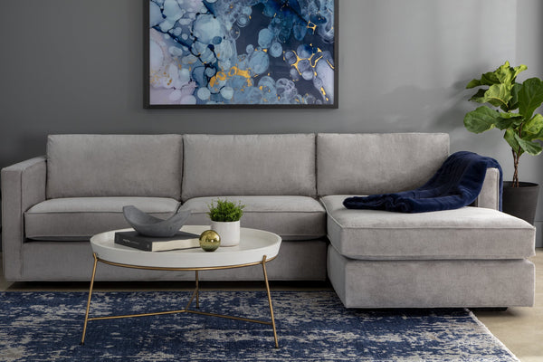 Sunpan Remy Coffee Table - Elegant Steel Frame with Unique Concrete Top for Chic Indoor & Outdoor Spaces Antique Brass / White