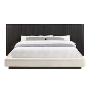 English Elm Clayten Eastern King Bed Linen Upholstered Headboard Espresso Wood Base Tailored B2756S00001
