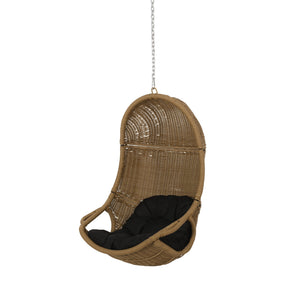 English Elm Christopher Knight Home® - Berkshire Cozy Hanging Chair With 8Ft Chain - Stylish Wicker Design, Plush Cushions & Versatile Use 70842.00BLK