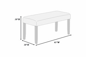English Elm Contemporary Upholstered Dining Bench Charcoal Fabric 41" x16" Plush Seat Tapered Wooden Legs B011P367210