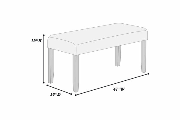 English Elm Contemporary Upholstered Dining Bench Charcoal Fabric 41" x16" Plush Seat Tapered Wooden Legs B011P367210