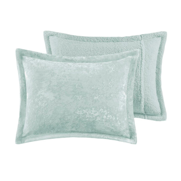 English Elm 3 Piece Crushed Velvet Reversible Comforter Set Full Queen Luxe Hypoallergenic Bedding Aqua B035P319860
