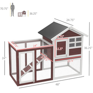 English Elm Pawhut Fir Wood Rabbit Hutch with Weatherproof Roof Floorless Run and Pull Out Tray W2225P229296