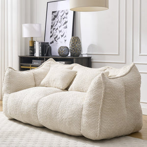 English Elm Soft Plush Foam Beanbag Chair for Two People, Square Recliner Sofa With Superfiber Comfort Embrace Beige W1996P252271