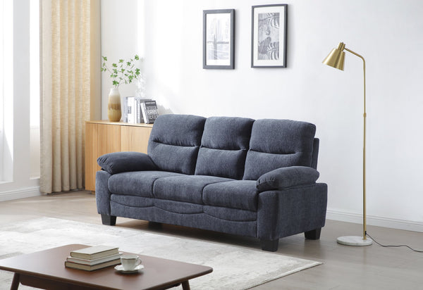 English Elm Summerton Plush Chenille Sofa with Pillow-Top Arms, Foam-Encased Coil Support, Removable Backrest Blue 31 L x 77 W x 15 H B078P349523