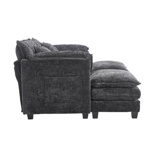 English Elm United Cozy Chenille Sofa For Two With Detachable Armrests, Foot Stools, And Handy Side Pockets W1568S00143-GIGA
