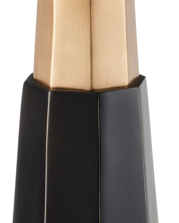 Currey & Company Gieves Elegant Drinks Table - Round Black Granite Top With Antique Brass & Bronze Telescopic Base Black Stone ,Cast Aluminum ,Brass 4000-0234-currey-company