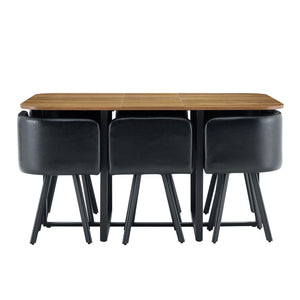English Elm 7-piece Rectangular Dining Set Seats 6 with Faux Leather Chairs and Melamine Top W3875S00041