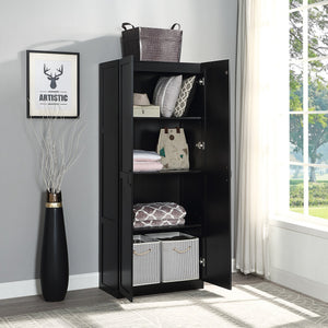 English Elm Hopkins Modern Storage Closet 3.0 Black — Tall MDF Wardrobe with Adjustable Shelves, Soft-Close Doors, Sleek Geometric Design (72 in) B365P398308