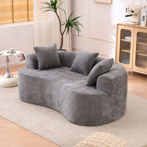 English Elm Crescent-shaped Cloud Sofa Three Seat Low Profile Chenille Living Room Curved Couch Gray W2012P375721