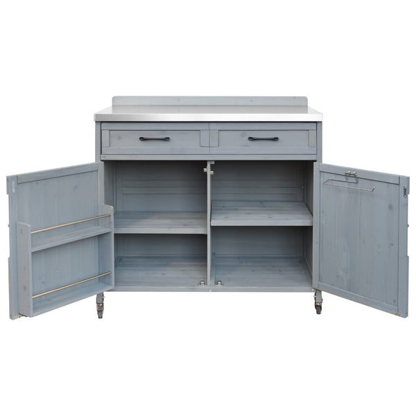 English Elm K&k Outdoor Modular Kitchen Island 2 Piece Fir Wood Stainless Steel Sink Station N707S000024G