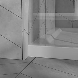 English Elm Goodyo 48"X72" Modern Sliding Shower Door Combo With Durable Acrylic Base & Matte Black Hardware W1223S00030