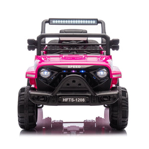 English Elm 12v Kids Electric Ride on Truck with Parental Remote Four Wheel Suspension and Led Lights Pink W1578P187456