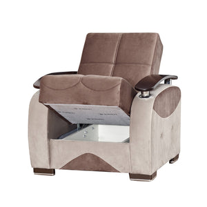 English Elm PrimeNest Yalise Convertible Upholstered Armchair with Storage & Pillows, Microfiber, Brown+Gray B030P286240