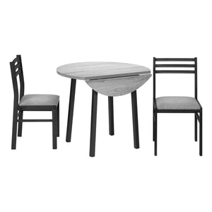 English Elm Dining 3-Piece Space-Saving Drop Leaf Table Set with Padded Ladder-Back Chairs, Modern Compact Design Grey 39 L x 23 W x 11 H B2710P218795