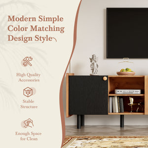 English Elm Mid Century Tv Stand With 3 Cabinets - Stylish Media Console For Tvs Up To 70” With Smart Storage N710P180186P