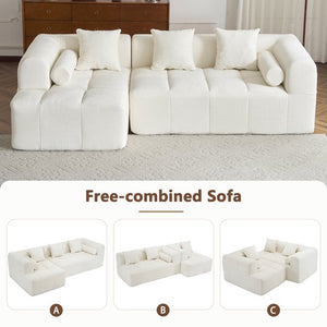 English Elm 101.2" Modern Sectional Sofa Full-Compressed Modular Couch with Deep Seating, Tufted Chenille Fabric, Pillows Included Beige N719S001890A