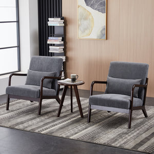 English Elm Mid-Century Accent Chair & Walnut Coffee Table Set - Vintage Elegance For Living Room & Bedroom Use W2989P362782