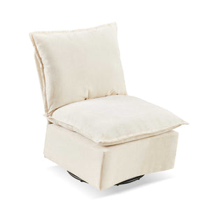 English Elm Detachable Chenille Swivel Rocking Chair with Ergonomic Curved Back, Metal Legs, Plush Comfort Off White W1164P190847