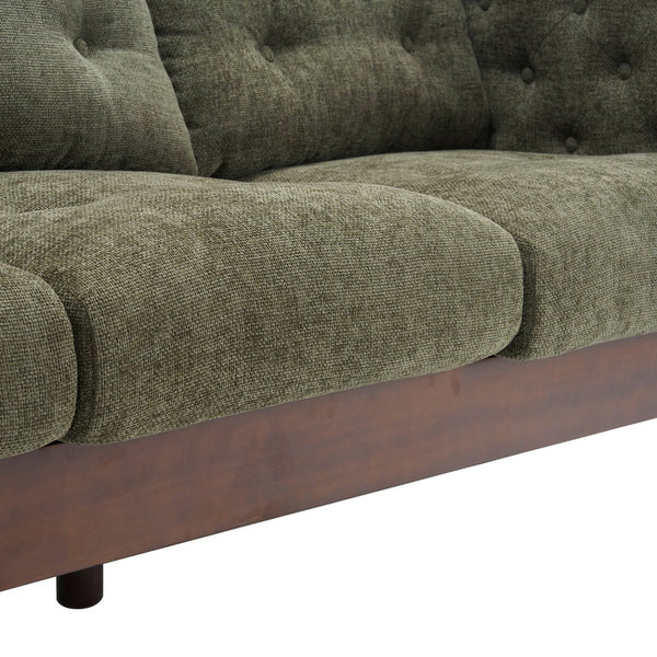 English Elm Christopher Knight Home® - 78" Upholstered Sofa with Tufted Linen-Like Fabric, Deep 19" Seat, Sturdy Rubber Wood Legs, 900lb Capacity Dark Green N763P243921F
