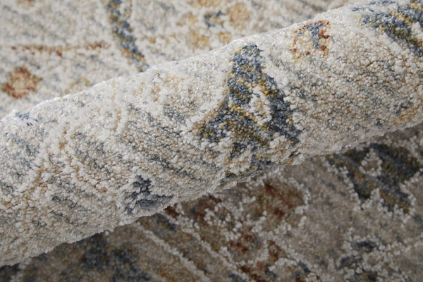 Feizy Rugs Pasha Global Charm Rug - Vibrant Polyester Ikat Design, Soft Low Pile, Stain-resistant & Kid-friendly Ivory,Blue,Taupe Polyester Pas39m4fivymltp00