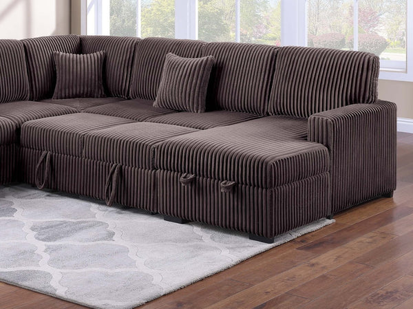 English Elm Chocolate Corduroy Modular Sectional with Storage Sleeper Usb Port and Reversible Chaise Chocolate B011S02156