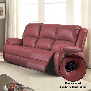 English Elm Zuriel Red Faux Leather Motion Sofa with Pocket Spring Seats, Pillow-Top Arms, 220lb Capacity B2726P285311