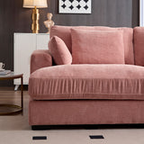 English Elm 89.76 Inch Double Sleeper Sofa Cloud Couch Soft Fluffy Fabric Upholstery With Square Armrests,Comfor Daybed With Over Wide Sofa Bed,Modern Beanbag For Living Room Apartment,Pink