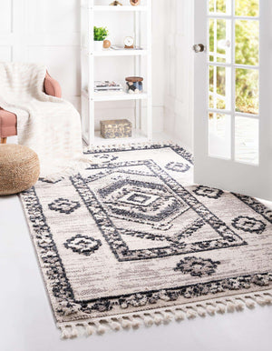 Unique Loom Cherokee Boone Machine Made Geometric Rug Sand, Gray/Black 9' 0" x 12' 2"