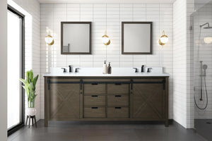 English Elm Rustic Double Bath Vanity 84" W x 22" D with Two Sinks, Mirror Set & Ample Storage, Fully Assembled B2731S00579