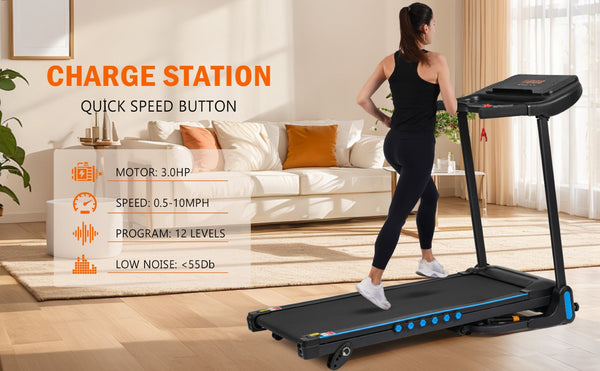 English Elm Incline Folding Home Treadmill 3 Hp Motor 350 Lb Capacity with Bluetooth Speaker N728P266447A