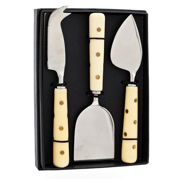 English Elm S/3 Alice Cheese Servers Set with Resin Metallic-Dot Handles, 3-Piece Gift Boxed for Entertaining W2078P284548