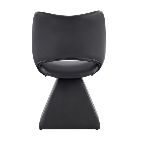 English Elm The Swivel Dining Chair with Hollow Cutout Back Faux Leather Hardwood Frame Modern Black W3612P436510