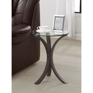 English Elm Helena Cappuccino Round Glass Top Accent Side Table — Warm Espresso Finish, Sturdy Wood Frame, Modern Design B062P328693